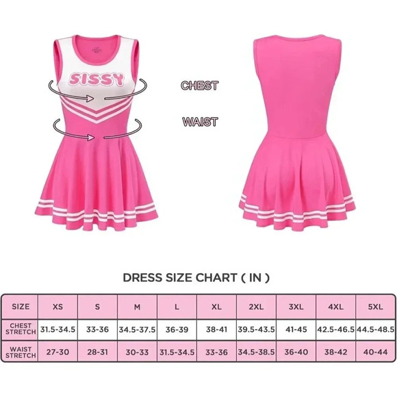 Women Sleeveless Overall Cheer Sissy Bodycon  Mini Dress Skirt Rose - Picture 4 of 7